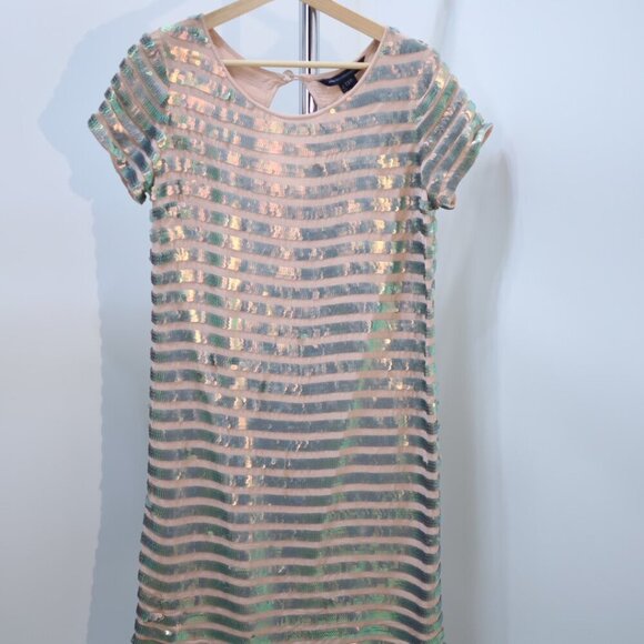 French Connection  Sequin Striped Mini Dress Size 4 NEW WITH TAG! - Picture 8 of 11